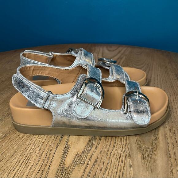 Dolce Vita Alameda Metallic Silver Buckle Strap Chunky Sandals Women’s Size 8 - Picture 3 of 11